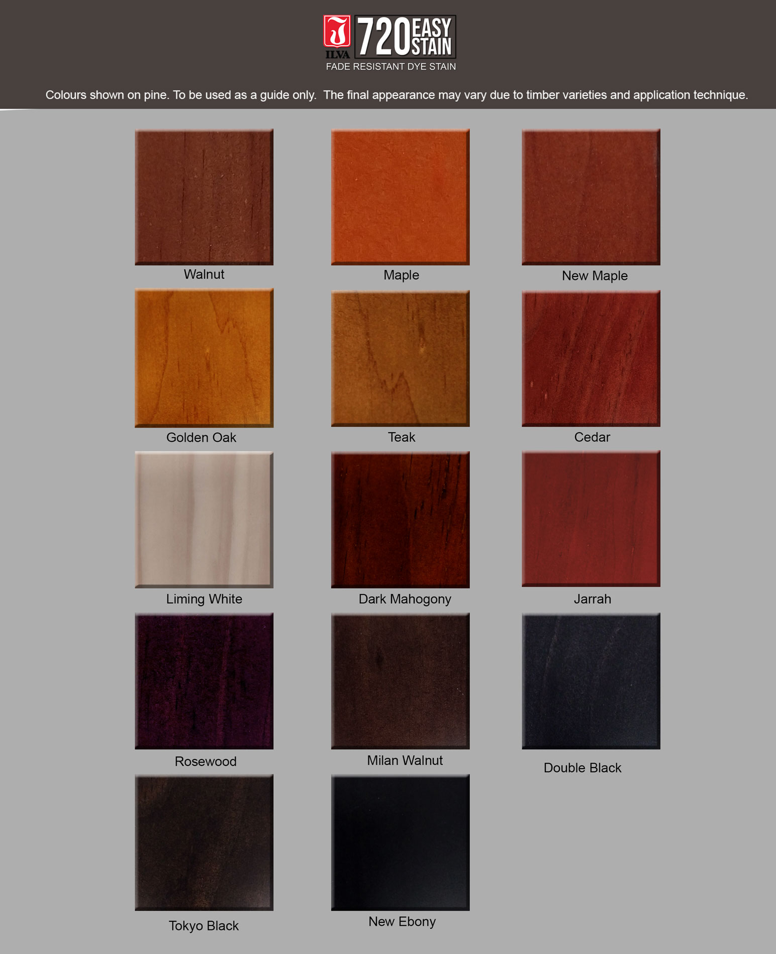 720 easystain standard colours